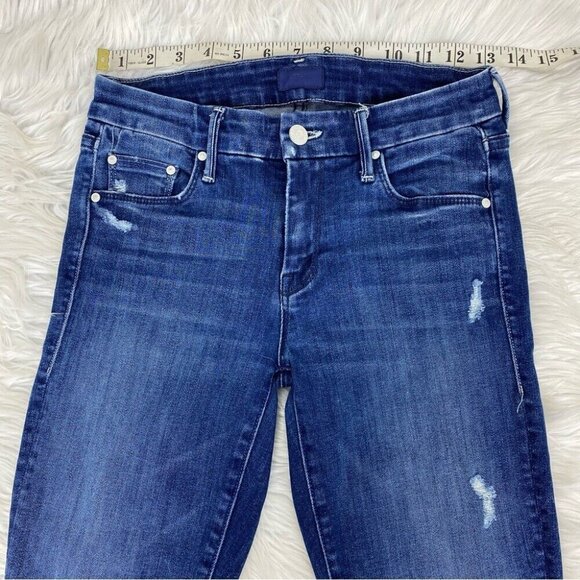 Mother Women The Looker Dark Graffiti Mid-Rise Skinny Designer Jeans W24-26/L29 - Picture 12 of 15